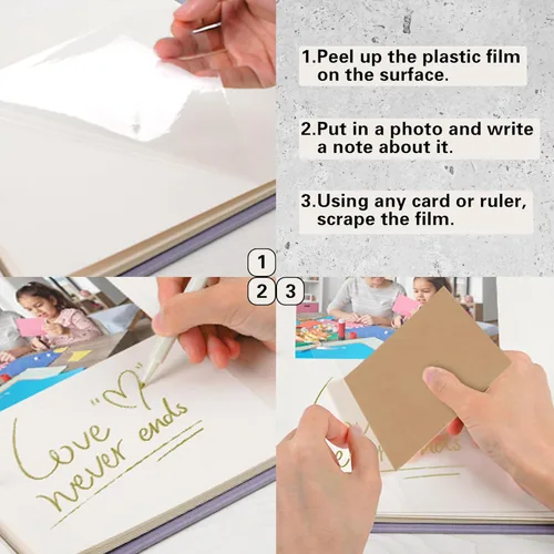 Miniatura 2 de Vienrose Recambio de páginas de álbum de fotos para carpeta de 3 anillas, páginas autoadhesivas para álbum de fotos, páginas de álbumes de fotos que