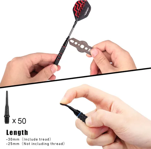 Miniatura 6 de Turnart Juego de dardos con punta de plástico - Juego de dardos profesionales de punta suave para tablero electrónico de 12 piezas, 18 gramos con 50