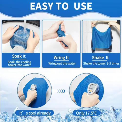Miniatura 5 de Honoson 10 toallas refrescantes a granel – Toallas frías para cuello y cara, de microfibra, transpirable, para gimnasio, yoga, viajes, campamento