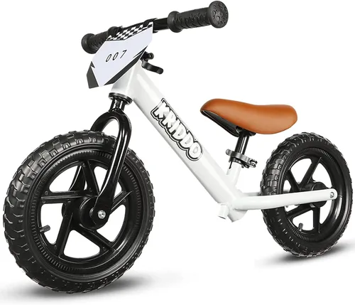 KRIDDO Bicicleta de equilibrio para niños de 2 años, de 24 meses a 5 años, bicicleta de empuje de 12 pulgadas con placa personalizada (3 juegos de