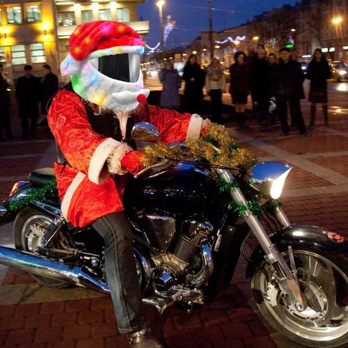 Miniatura 6 de Funda extra grande para casco de motocicleta de Papá Noel de Navidad con luz, sombrero de decoración de 30 x 15.8 pulgadas para hombres y mujeres