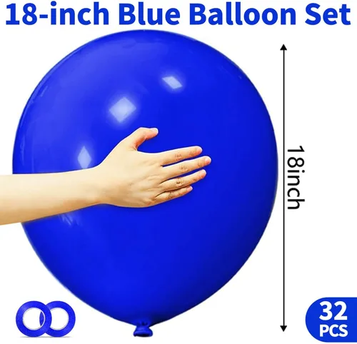 Miniatura 3 de 32 globos grandes de color azul oscuro de 18 pulgadas, globos redondos de látex grandes para decoración de cumpleaños y bodas (azul oscuro)