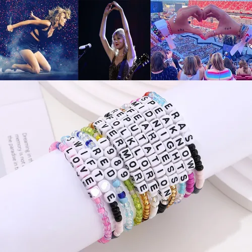 Miniatura 2 de XUDAKAIXIN Taylor Friendship Bracelets Lover Fearless Anti Hero Folklore Speak Now 1989 Reputation Friendship Evermore Debut TS Bracelets 12 Pcs