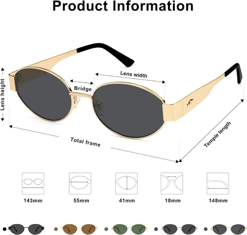 Miniatura 6 de SOJOS Gafas de sol ovaladas retro para mujer, de moda, clásicas, con protección UV400, SJ1256