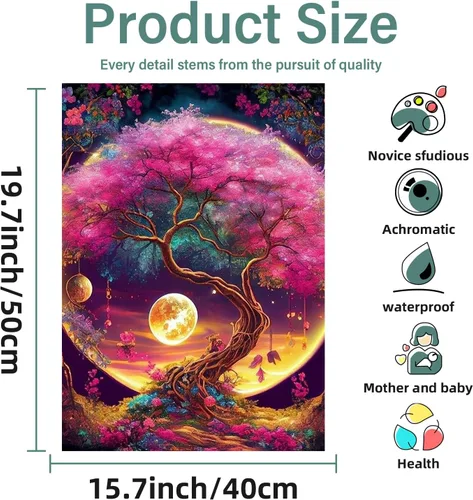 Miniatura 2 de Aestalrcus Kit de pintura por números de árbol de la vida para adultos, pintura de árbol por números para adultos principiantes, kits de pintura por