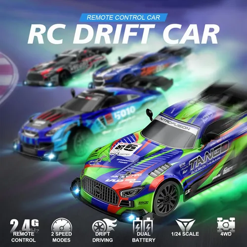 Miniatura 3 de Coche RC Drift para Coche de Juguete Eléctrico Juguetes de Coches de Carreras de Hobby con Controlador, 1:24 4WD Alta Velocidad Coches RC Drift
