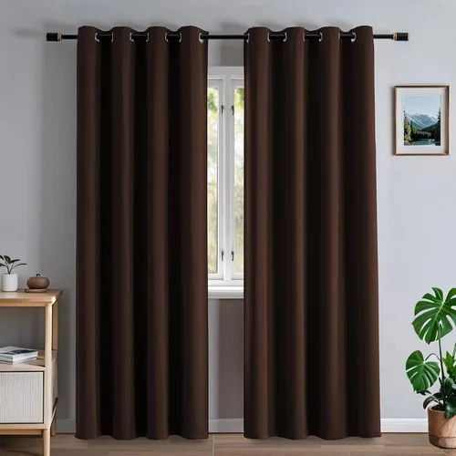 Miniatura 16 de Cortinas opacas para sala de estar, cortinas 100% opacas de 90 pulgadas de largo, juego de 2 paneles de 2 paneles, con aislamiento térmico, pestaña