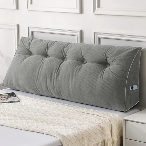 Miniatura 27 de Sasttie - Almohada de cabecero completa, almohada de cuña para cabecero para sentarse en la cama, cojín triangular de apoyo para la espalda
