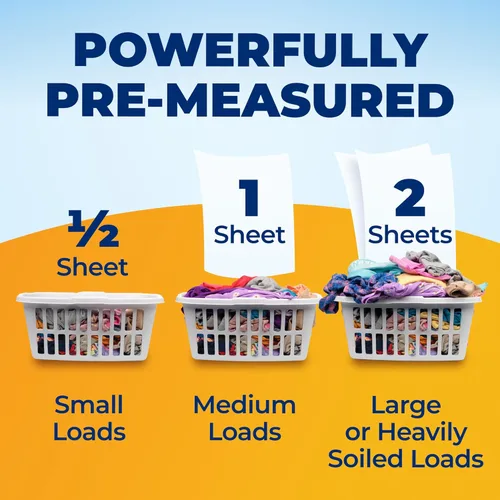 Miniatura 9 de ARM & HAMMER Power Sheets - Detergente para ropa, sin fragancia, sin tintes ni perfumes, ligero y apto para viajes, 35 unidades, hasta 70 cargas