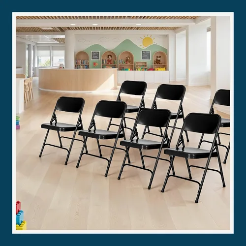 Miniatura 11 de OEF Furnishings Serie OEF200 Sillas Plegables de Acero para Trabajo Pesado, Sillas de Metal de Grado Comercial con Refuerzos Dobles, Capacidad