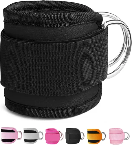 Miniatura 11 de Correas de tobillo de fitness para máquinas de cable, paquete de 2, cómodas y ajustables, puños de tobillo y muñeca acolchados, correas para piernas