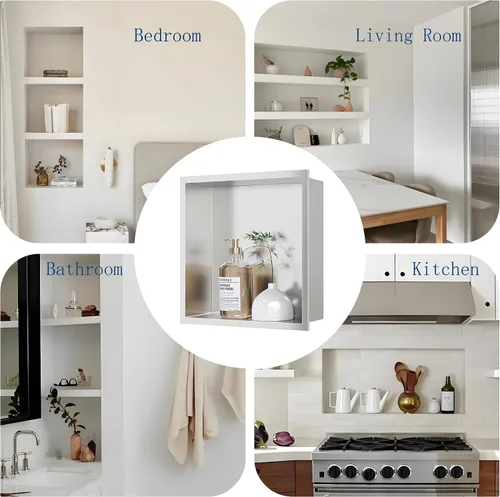Miniatura 7 de Neodrain Nicho de ducha empotrado, gabinete de almacenamiento de baño, tamaño interior de 12 x 12 pulgadas, inserto de nicho de pared de baño