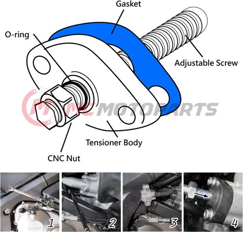Miniatura 4 de MC MOTOPARTS CNC ajustable HP Manual Cam cadena tensor para Yamaha WR450F + WR250F + FZS1000 Fazer + YZF R1 + YZ250FX, Negro