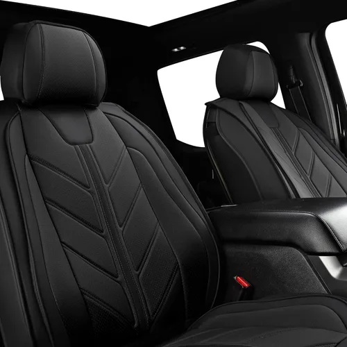Miniatura 2 de Fundas para asientos de camioneta compatibles con Dodge Ram 1500 2009-2024, cubiertas de asiento de cuero sintético para camiones, ajuste Negro