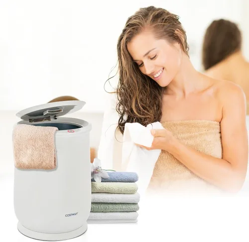 Miniatura 4 de COSTWAY - Calentador de toallas para baño, calentador grande de 21L con tapa abatible, cerradura de seguridad para niños, apagado automático de 1H