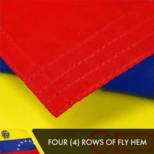 Miniatura 5 de G128 Bandera venezolana de 7 estrellas de Venezuela 4 x 6 pies Serie Doble ToughWeave bordado de doble cara de poliéster 210D Bandera de país