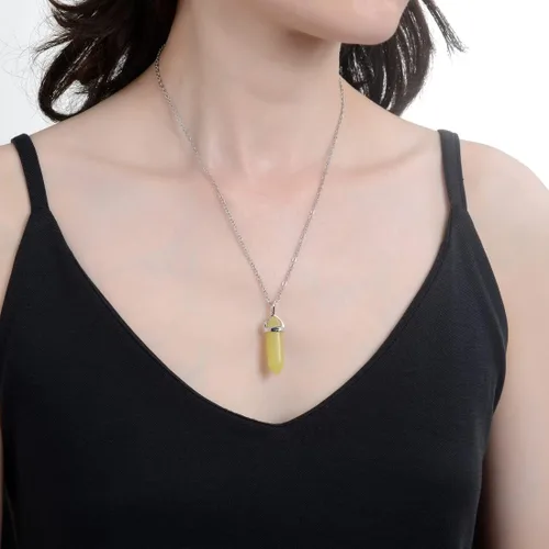Miniatura 2 de 1 collar con colgante de bala de piedra preciosa natural, piedra de cristal curativo, cuarzo, reiki, chakras, roca energética, 18 pulgadas