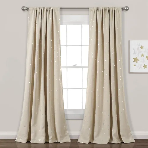 Miniatura 16 de Lush Decor Star - Par de paneles de cortinas opacas para ventana, 63 pulgadas de largo x 52 pulgadas de ancho, gris claro