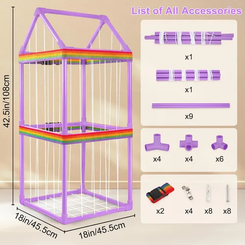 Miniatura 2 de Basumee Almacenamiento de animales de peluche, zoológico, para niños, con dos correas de arco iris, tubo de PVC, organizador de almacenamiento