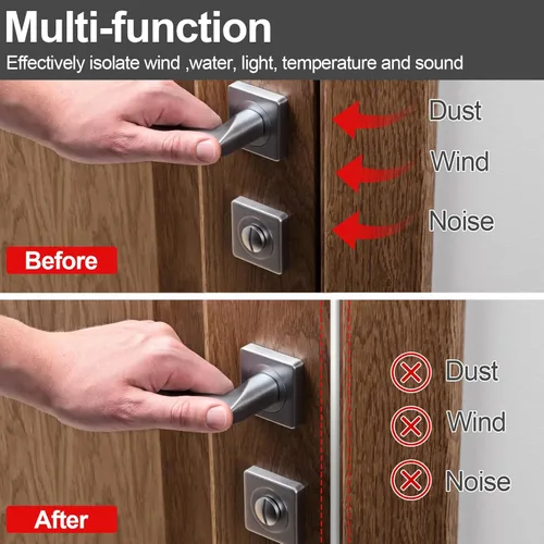 Miniatura 7 de Benory Sello de silicona para puerta de 19.7 pies, tira adhesiva insonorizada de 4 capas para puertas y ventanas, bloqueador de huecos para espacios