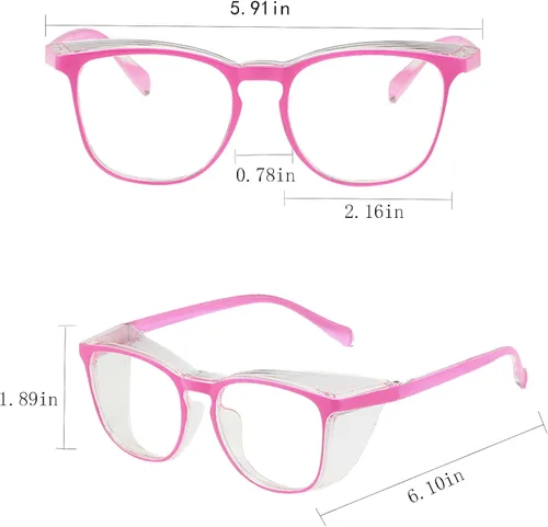 Miniatura 5 de Gafas de seguridad para hombres, mujeres, enfermeras, antivaho y a la moda, cómodas, con escudos laterales, protección ocular para adultos Rosa