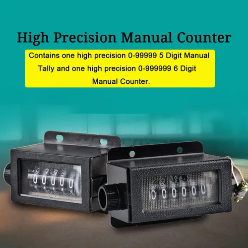 Miniatura 2 de Paquete de 2 contadores mecánicos, 0-99999 Manual de 5 dígitos y 0-999999 Kit de contador manual de 6 dígitos, contador de tracción reiniciable