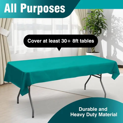Miniatura 100 de Rollo de plástico para cubierta de mesa color verde manzana, 40 pulgadas x 100 pies, rollo de plástico resistente para cubierta de mesa de banquetes