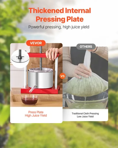Miniatura 2 de VEVOR Prensa de vino de frutas de 0.8 galones/3L, 2 barriles de acero inoxidable, exprimidor manual, prensa para hacer sidra, manzana, uva, tintura