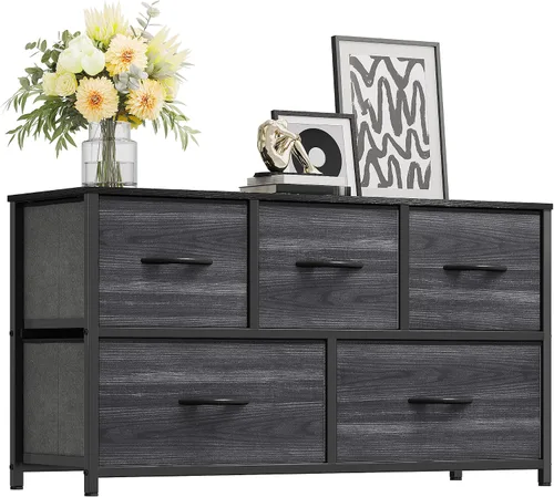 Miniatura 4 de YITAHOME Cómoda con 5 cajones – Torre de almacenamiento de tela, unidad organizadora para dormitorio, sala de estar, armarios – Estructura de acero