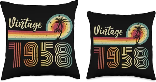 Miniatura 3 de Retro Vintage 1958 Limited Edition Birthday 1958 Men Woman Throw Pillow