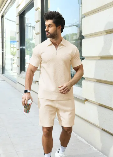 Miniatura 5 de KUYIGO Conjunto de camisa polo y pantalones cortos para hombre, trajes de verano a la moda, casual, de manga corta, traje de 2 piezas para hombre