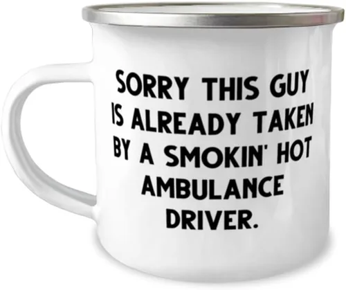 Ambulance driver Gifts For Coworkers, Sorry This Guy Is', Appreciation Ambulance driver 12oz Camper Mug, From Colleagues, Emergency medical
