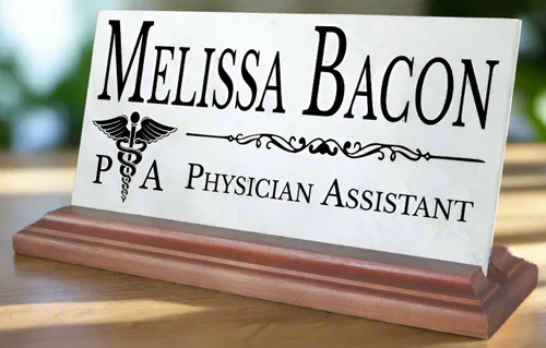 Miniatura 12 de Placa de identificación de escritorio para médico, placa de identificación personalizada para médicos, para escritorio o estante, mármol sólido MD