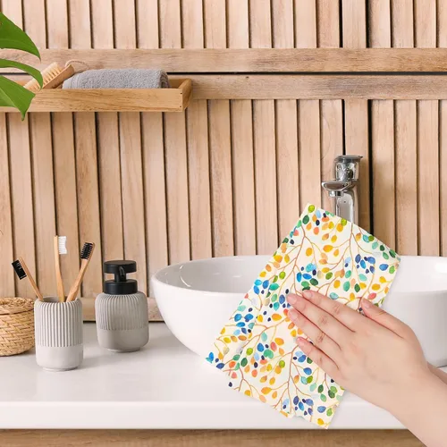 Miniatura 7 de AnyDesign 100 servilletas de hojas coloridas para invitados, hojas de acuarela, ramas, servilletas de papel desechables, servilletas de papel