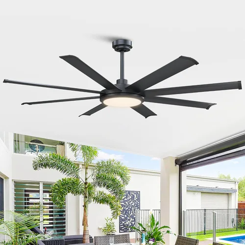 Miniatura 21 de Ventiladores de techo dorados de 60 pulgadas con luces y control remoto, modernos ventiladores de techo grandes para exteriores, para patios, motor