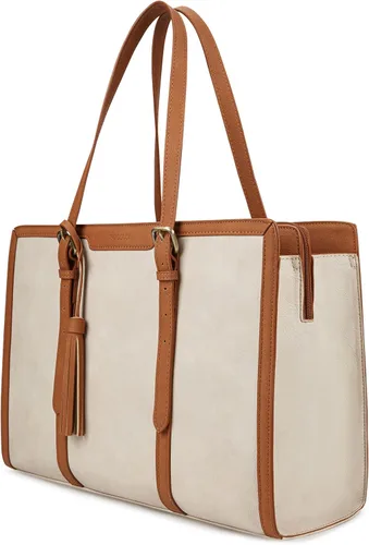 Miniatura 9 de ECOSUSI Bolsa para Laptop para Mujeres 15.6 Pulgadas Bolsas de Trabajo Tipo Tote Cuero PU Bolso de Computadora para Oficina de Negocios con 3