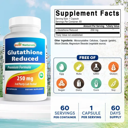 Miniatura 2 de Best Naturals L-Glutatión 250 mg 60 Cápsulas