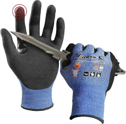 Schwer A4 AIR-SKIN - Guantes de trabajo resistentes a los cortes con extremadamente ligeros y delgados, guantes de agarre para pesca, trabajo