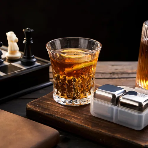 Miniatura 7 de 4 piedras grandes para whisky de 64 cm³ (4 pulg³) - Juego para regalo de hombre - Cubos esféricos de hielo de acero inoxidable reutilizables para 4