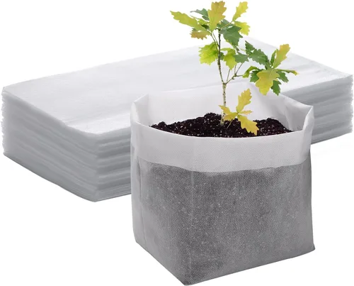 Miniatura 11 de Greaner 100 bolsas de cultivo de vivero grandes, 7.8 x 8.6 pulgadas, bolsa de cultivo de plántulas de tela biodegradable no tejida, bolsas