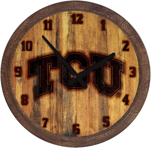 Miniatura 156 de The Fan-Brand NCAA Oklahoma Sooners: Reloj de pared con parte superior de barril de imitación para decoración de bar, decoración de fiesta