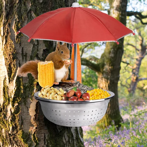 Comederos de ardillas removibles para exterior - Comedero de ardillas de metal para alimentar maíz, regalos para ardillas - Fácil de instalar El
