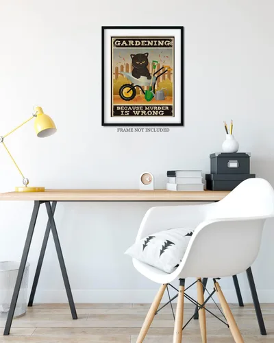 Miniatura 8 de Gardening Because Murder Is Wrong Room Decor - Retro Wall Decor for Kitchen Bakery Bathroom Bedroom - Funny Wall Art Gift for Women Men Cat Lovers