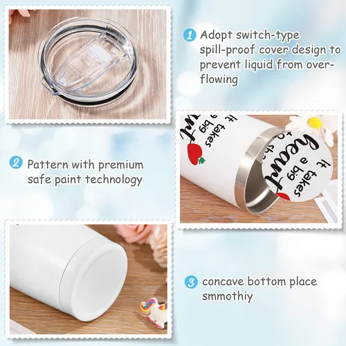 Miniatura 3 de Yinder Regalos de graduación para profesores, juego de 4 vasos de acero inoxidable con llaveros, tazas aisladas de 12 onzas para profesores, regalos