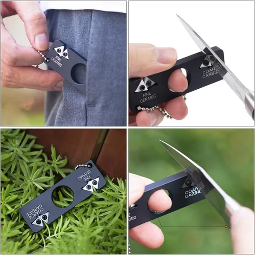 Miniatura 4 de Mini sacapuntas, sacapuntas portátil de bolsillo para piedra de esmeril, herramienta de afilado al aire libre con para salir de camping, senderismo
