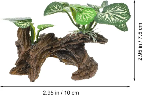 Miniatura 2 de Ipetboom Plantas de acuario, decoraciones de pecera, rama de esquina de reptil, rama de árbol trepador de resina con hojas, decoración de tanque
