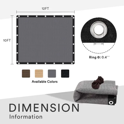 Miniatura 6 de VICLLAX Tela de sombra 90% con ojales reforzados, tela de protección solar para exteriores, patio, jardín, pérgola, toldo, 8 x 12 pies, gris oscuro