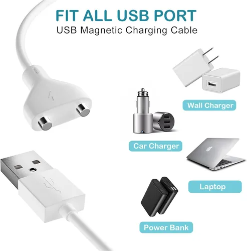 Miniatura 6 de Cable de carga magnético USB CC de 2,7 pies de repuesto para juguetes recargables, masajeadores, cepillo de dientes eléctrico (5 mm)
