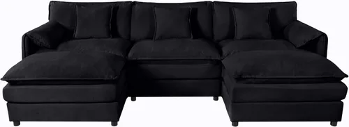 Miniatura 9 de Modular Sectional Sofa, Oversized Deep Seat U Shaped Couch Set for Living Room, 3 Seater Comfy Cloud Couches with 2 Movable Ottomans, DIY