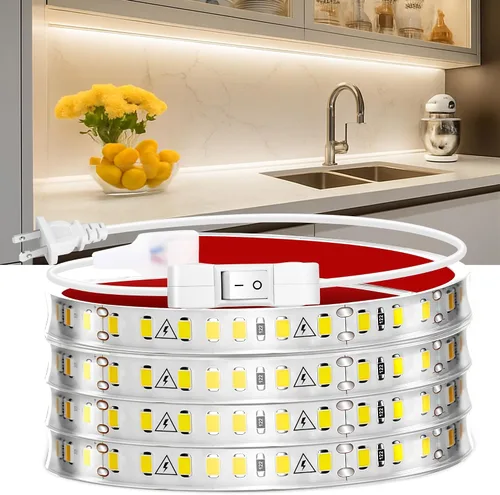 Miniatura 10 de maylit Tira de Iluminación LED para Debajo del Gabinete con Enchufe de 48 pulgadas, Barra de Luz LED Pequeña Ultra Brillante, 2700K Blanco Cálido